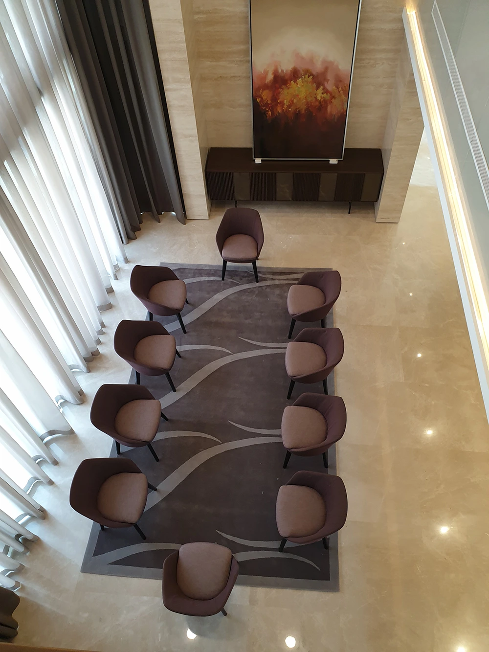 Sand dune carved pattern in bamboo silk rug