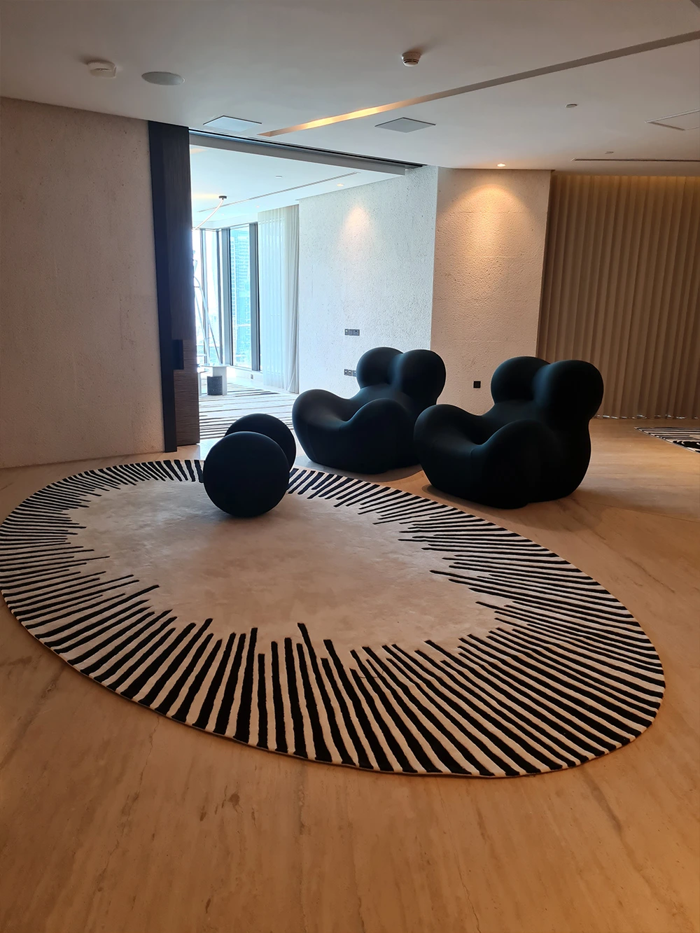 Cut pile custom carpet in wool and bamboo silk