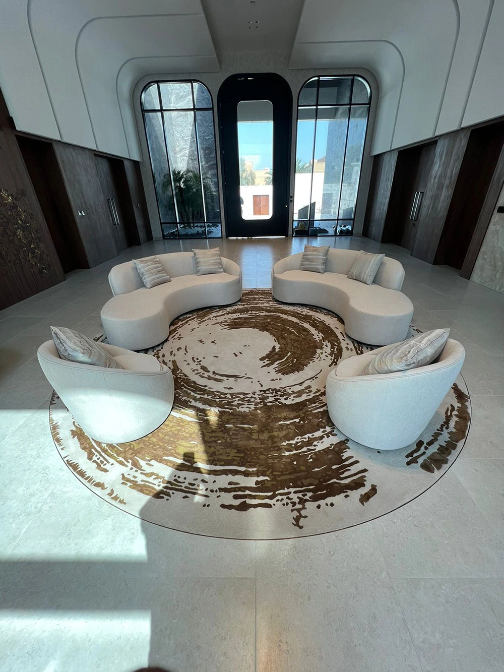New Zealand wool luxury rug with 3D carved design